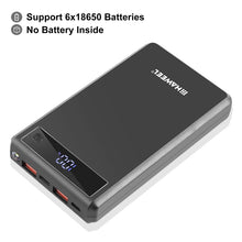 Load image into Gallery viewer, HAWEEL DIY 6 x 18650 Battery 24W Fast Charge Power Bank Box Case with Display, Not Include Battery, 6 x 18650 Battery
