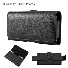 Load image into Gallery viewer, HAWEEL 6.1-6.8 inch Litchi Texture Genuine Leather Phone Belt Clip Horizontal Carrying Pouch