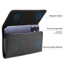 Load image into Gallery viewer, HAWEEL 6.1-6.8 inch Litchi Texture Genuine Leather Phone Belt Clip Horizontal Carrying Pouch