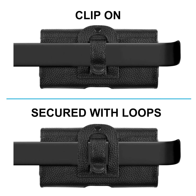 HAWEEL 6.1-6.8 inch Litchi Texture Genuine Leather Phone Belt Clip Horizontal Carrying Pouch