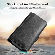Load image into Gallery viewer, HAWEEL 6.1-6.8 inch Litchi Texture Genuine Leather Phone Belt Clip Horizontal Carrying Pouch