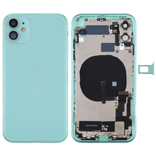 Load image into Gallery viewer, Battery Back Cover Assembly (with Side Keys &amp; Power Button + Volume Button Flex Cable &amp; Wireless Charging Module &amp; Motor &amp; Charging Port &amp; Speaker Ringer Buzzer &amp; Card Tray &amp; Camera Lens Cover) for iPhone 11