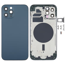 Load image into Gallery viewer, Back Housing Cover with SIM Card Tray &amp; Side  Keys &amp; Camera Lens for iPhone 12 Pro(Blue)