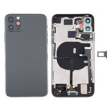 Load image into Gallery viewer, Battery Back Cover Assembly (with Side Keys &amp; Power Button + Volume Button Flex Cable &amp; Wireless Charging Module &amp; Motor &amp; Charging Port &amp; Speaker Ringer Buzzer &amp; Card Tray &amp; Camera Lens Cover) for iPhone 11 Pro