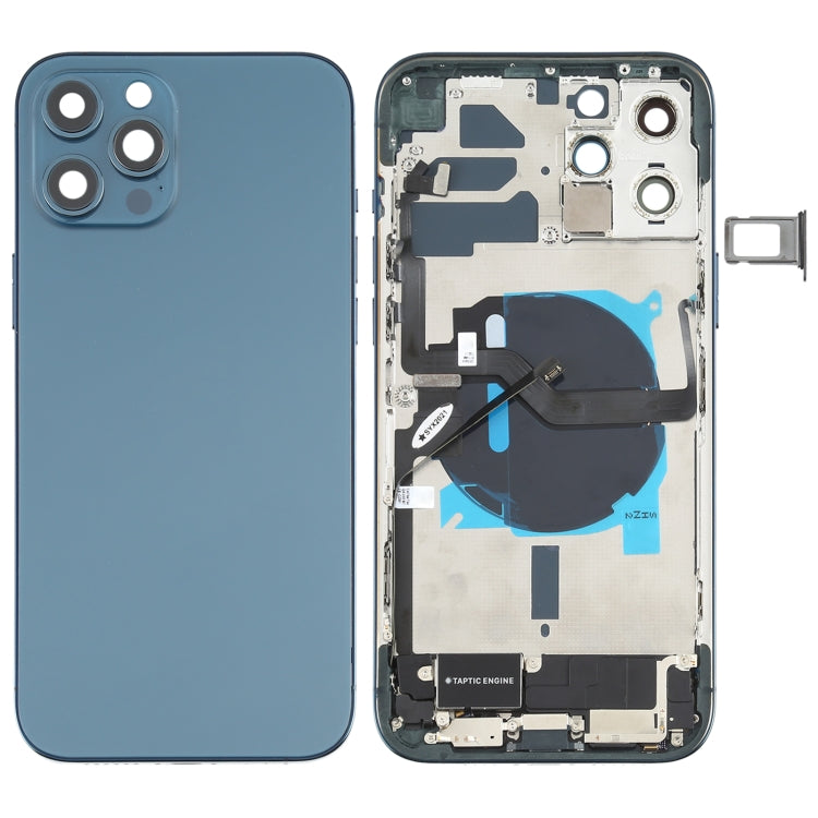 Battery Back Cover Assembly (with Side Keys & Speaker Ringer Buzzer & Motor & Camera Lens & Card Tray & Power Button + Volume Button + Charging Port & Wireless Charging Module) for iPhone 12 Pro Max