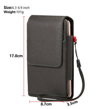 Load image into Gallery viewer, For 6.7 inch and Below Phones Litchi Texture Multifunctional Universal Vertical Flip Upright Double Lattice PU Leather Case Waist Bag with Card Slot &amp; Belt Clip &amp; Lanyard