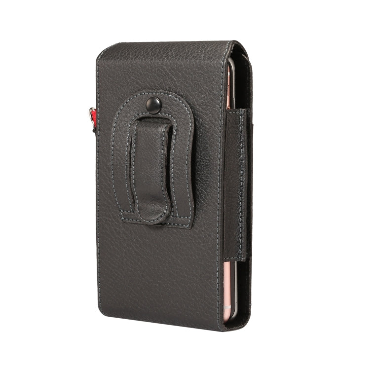 For 6.7 inch and Below Phones Litchi Texture Multifunctional Universal Vertical Flip Upright Double Lattice PU Leather Case Waist Bag with Card Slot & Belt Clip & Lanyard
