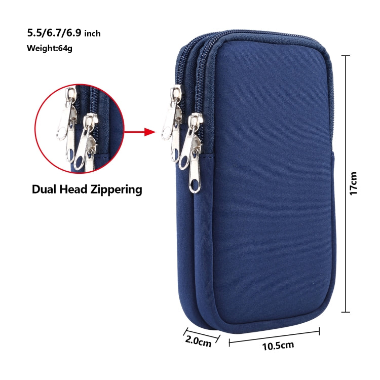 Universal Double-compartment Elastic Hanging Waist Bag for 6.9 inches and Below Smart Phones