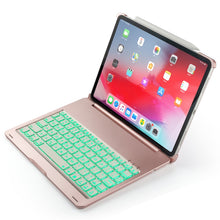 Load image into Gallery viewer, F105A Colorful Backlight Aluminum Backplane Wireless Bluetooth Keyboard Tablet Case for iPad Pro 11 inch （2018）
