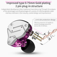Load image into Gallery viewer, KZ ZSN Circle Iron Moving Iron Quad-core Wired Control In-ear Mega Bass HiFi Earphone without Microphone