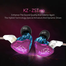 Load image into Gallery viewer, KZ ZST Circle Iron In-ear Mega Bass MP3 Dual Unit Earphone without Microphone