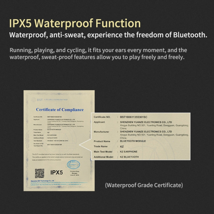 KZ Waterproof High Fidelity Bluetooth Upgrade Cable for KZ ZSN Earphones