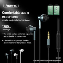 Load image into Gallery viewer, REMAX RM-201 In-Ear Stereo Metal Music Earphone with Wire Control + MIC, Support Hands-free