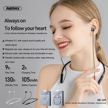 Load image into Gallery viewer, REMAX RB-S29 Linton Series Memory Neckband V5.0 Bluetooth Wireless Earphone