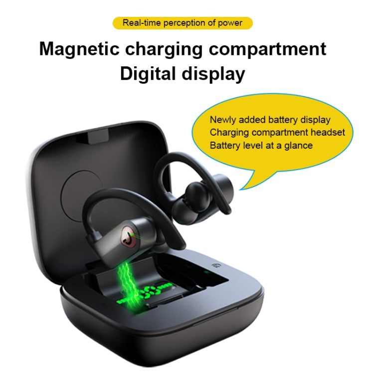 Q83 Wireless Ear-mounted Sports Bluetooth Earphone with Charging Box, Supports Three-screen LED Power Display & Power Bank