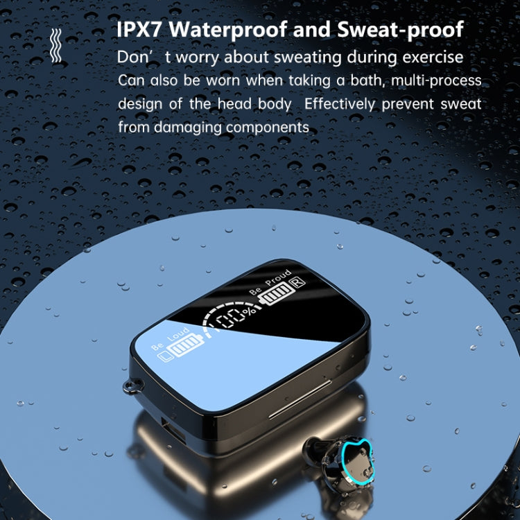 M9 Bluetooth 5.1 TWS Mirror Digital Display Wireless Bluetooth Earphone with Charging Box Flashlight , Support Touch & Siri & Battery Display