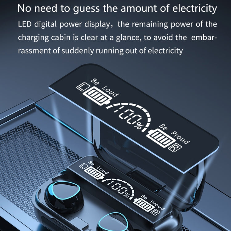 M10 Bluetooth 5.1 TWS Digital Display Wireless Bluetooth Earphone with Charging Box, Support Touch & Siri & Battery Display