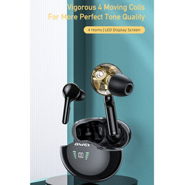 awei T12P Bluetooth 5.1 LED Display Wireless Bluetooth Earphone, T12P