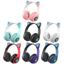Load image into Gallery viewer, B39 Cat Ear Design LED Gradient Light Wireless Bluetooth Headset