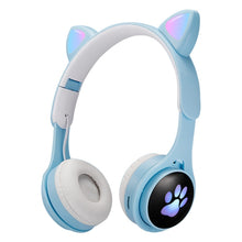Load image into Gallery viewer, B30 Cat Paw Cat Ears Colorful Luminous Foldable Bluetooth Headset with 3.5mm Jack &amp; TF Card Slot