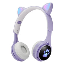 Load image into Gallery viewer, B30 Cat Paw Cat Ears Colorful Luminous Foldable Bluetooth Headset with 3.5mm Jack &amp; TF Card Slot