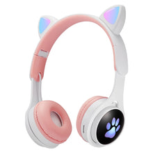 Load image into Gallery viewer, B30 Cat Paw Cat Ears Colorful Luminous Foldable Bluetooth Headset with 3.5mm Jack &amp; TF Card Slot