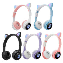 Load image into Gallery viewer, B30 Cat Paw Cat Ears Colorful Luminous Foldable Bluetooth Headset with 3.5mm Jack &amp; TF Card Slot