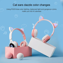 Load image into Gallery viewer, B30 Cat Paw Cat Ears Colorful Luminous Foldable Bluetooth Headset with 3.5mm Jack &amp; TF Card Slot