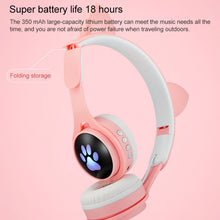 Load image into Gallery viewer, B30 Cat Paw Cat Ears Colorful Luminous Foldable Bluetooth Headset with 3.5mm Jack &amp; TF Card Slot