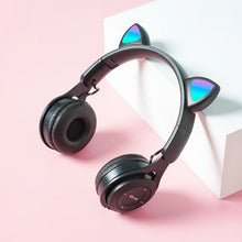 Load image into Gallery viewer, M6 Luminous Cat Ears Pure-color Foldable Bluetooth Headset with 3.5mm Jack &amp; TF Card Slot