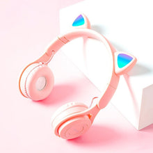 Load image into Gallery viewer, M6 Luminous Cat Ears Pure-color Foldable Bluetooth Headset with 3.5mm Jack &amp; TF Card Slot