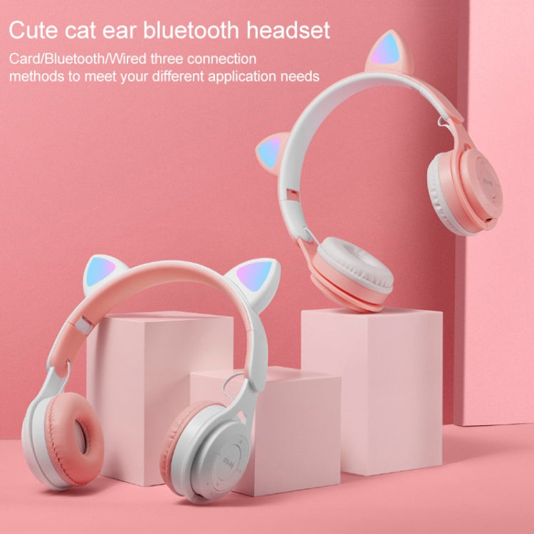 M6 Luminous Cat Ears Pure-color Foldable Bluetooth Headset with 3.5mm Jack & TF Card Slot