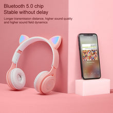 Load image into Gallery viewer, M6 Luminous Cat Ears Pure-color Foldable Bluetooth Headset with 3.5mm Jack &amp; TF Card Slot