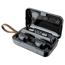Load image into Gallery viewer, F9-5C LED Light + Digital Display Noise Reduction Bluetooth Earphone with Hand Strap, F9-5C LED Light with Strap Black, F9-5C LED Light with Strap White