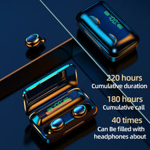 Load image into Gallery viewer, F9-5C LED Light + Digital Display Noise Reduction Bluetooth Earphone with Hand Strap, F9-5C LED Light with Strap Black, F9-5C LED Light with Strap White