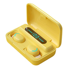 Load image into Gallery viewer, F9-5C Macaron Series Four-bar Breathing Light + Digital Display Noise Reduction Bluetooth Earphone, F9-5C Macaron Four-bar Light Dark Blue, F9-5C Macaron Four-bar Light Pink, F9-5C Macaron Four-bar Light Baby Blue, F9-5C Macaron Four-bar Light Yellow