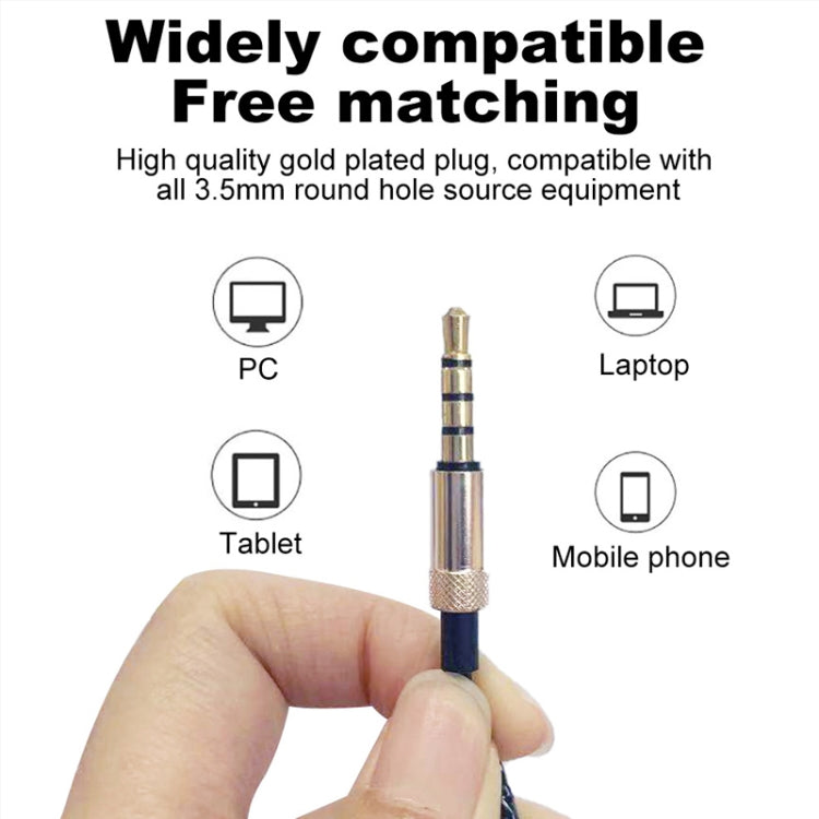 T33 3.5mm Interface Music Call Motorcycle Helmet Wired Headphone, Length: 1.2m