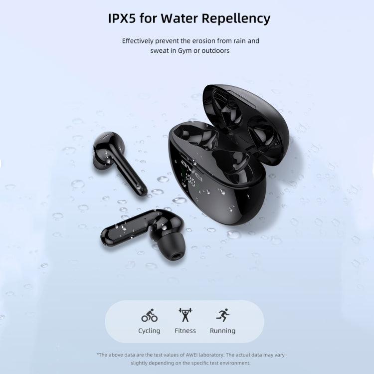 awei T15P Bluetooth V5.0 TWS Ture Wireless Sports LED Display Headset with Charging Case