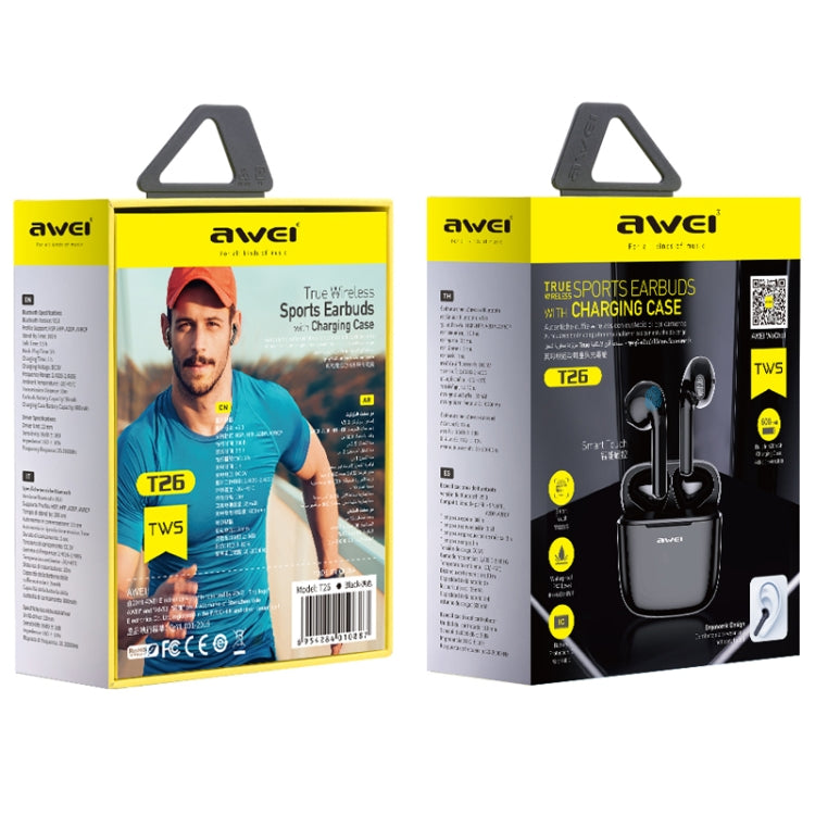 awei T26 Pro TWS Bluetooth V5.0 Ture Wireless Sports Headset with Charging Case