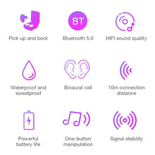 Load image into Gallery viewer, DT-5 IPX Waterproof Bluetooth 5.0 Wireless Bluetooth Earphone with Magnetic Charging Box, Support Call &amp; Power Bank Function, DT-5