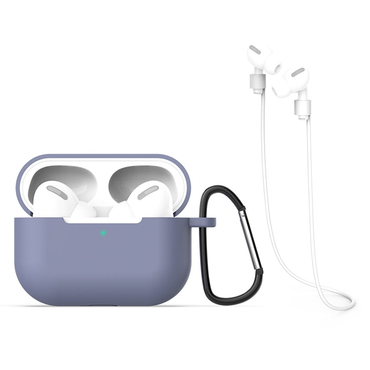 For AirPods Pro Silicone Earphone Protective Case + Hook + Anti-lost Rope 3 in 1 Set, For AirPods Pro