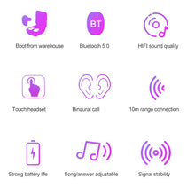 Load image into Gallery viewer, Dt-18 Wireless Two Ear Bluetooth Headset With 2000mAh Charging Cabin &amp; Touch &amp; Intelligent Magnetic Suction Charging