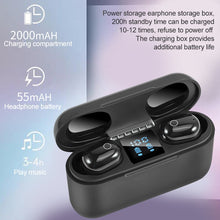 Load image into Gallery viewer, Dt-18 Wireless Two Ear Bluetooth Headset With 2000mAh Charging Cabin &amp; Touch &amp; Intelligent Magnetic Suction Charging
