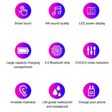 Load image into Gallery viewer, F9 TWS V5.0 Touch Control Binaural Wireless Bluetooth Headset with Charging Case and Digital Display