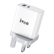 Load image into Gallery viewer, IVON AD52 18W USB-C / Type-C + USB Dual Port PD Fast Charge