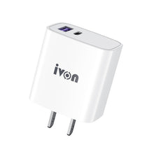 Load image into Gallery viewer, IVON AD52 18W USB-C / Type-C + USB Dual Port PD Fast Charge