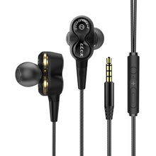Load image into Gallery viewer, D12 1.2m Wired In Ear 3.5mm Interface Stereo Wire-Controlled HIFI Earphones Dual-motion Loop Running Game Music Headset With Packaging, D12 With Packaging (Black)