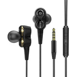 D12 1.2m Wired In Ear 3.5mm Interface Stereo Wire-Controlled HIFI Earphones Dual-motion Loop Running Game Music Headset With Packaging, D12 With Packaging (Black)