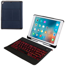 Load image into Gallery viewer, T-201D Detachable Bluetooth 3.0 Ultra-thin Keyboard + Lambskin Texture Leather Tablet Case for iPad Air / Air 2 / iPad Pro 9.7 inch, Support Multi-angle Adjustment / Backlight
