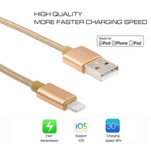 Load image into Gallery viewer, 3A Woven Style Metal Head 8 Pin to USB Charge Data Cable, Cable Length: 1m